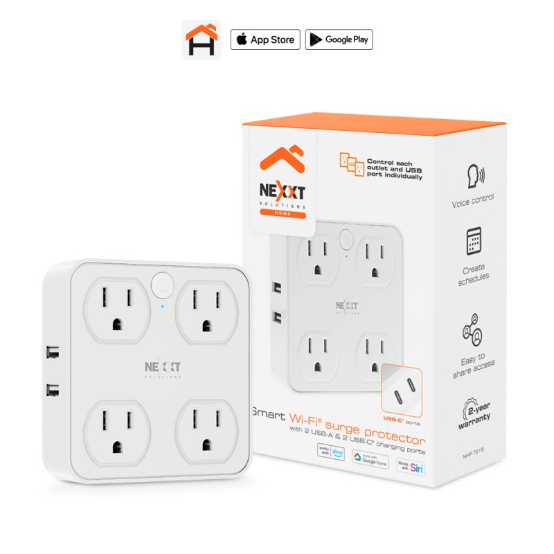 Protector de sobretensión inteligente Nexxt Solutions Home Wi-Fi NHP-T615