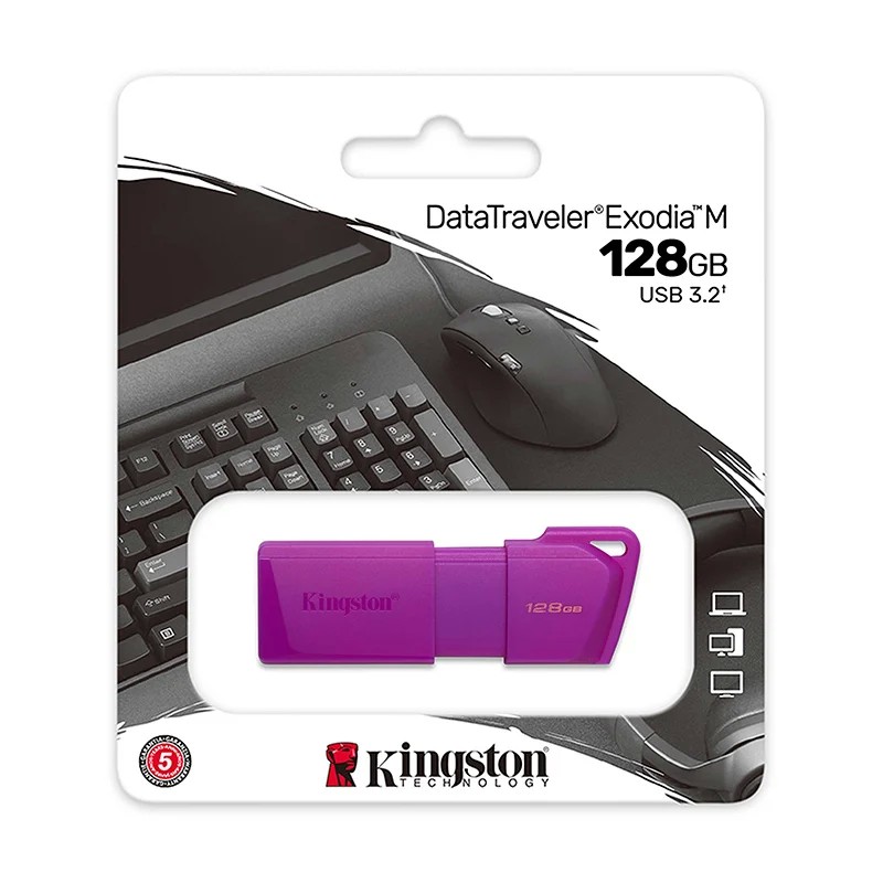 Memoria USB Kingston 128 GB DataTraveler Exodia Morado KC-U2L128-7LP