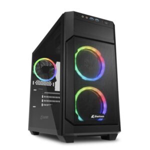 CASE SHARKOON V1000 RGB MEDIA TORRE PANEL LATERAL DE VIDRIO TEMPLADO 3 VENTILADORES RGB LED NEGRO 4044951035052