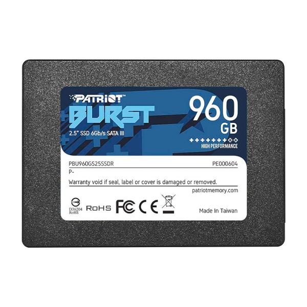 HD INTERNO SOLIDO 960GB PATRIOT BURST ELITE 2.5 PULG SATA III 450MB/S / 320MB/S PBE960GS25SSDR BURST ELITE NEGRO